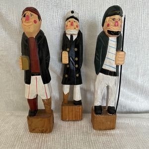 Set of 3 Wood, hand carved Nautical Men, hand painted.